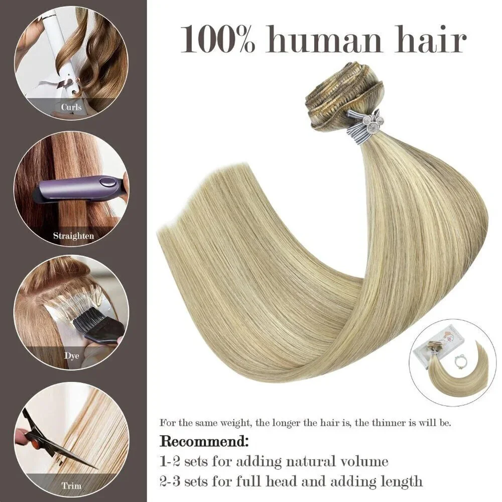 Blonde Hair Extensions Clip In Balayage Hair Extensions Real Human Hair Mixed Bl
